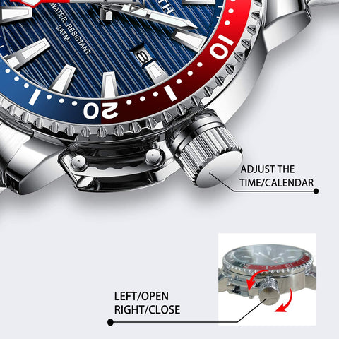MEGALITH Mens Watches with Stainless Steel Waterproof Analog Quartz Fashion Business Luminous Metal Watch for Men, Auto Date