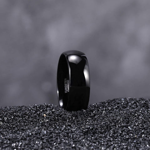 TRUMIUM 2mm 4mm 6mm 8mm Black Tungsten Ring for Men Women Wedding Band Domed High Polish Comfort Fit 4-15