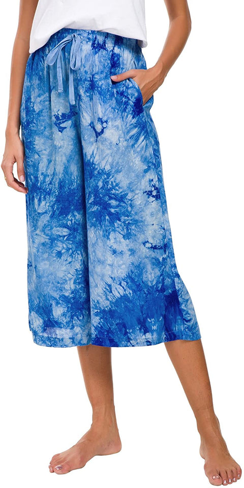 CoCo Womens Comfy Solid Tie-Dye 3/4 Lounge Pants
