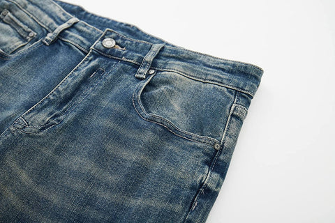 KLIEGOU Men's Ripped Slim Fit Tapered Leg Jeans