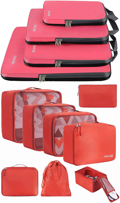 Bagail 4 Set Compression Packing Cubes+8 Set Packing Cubes
