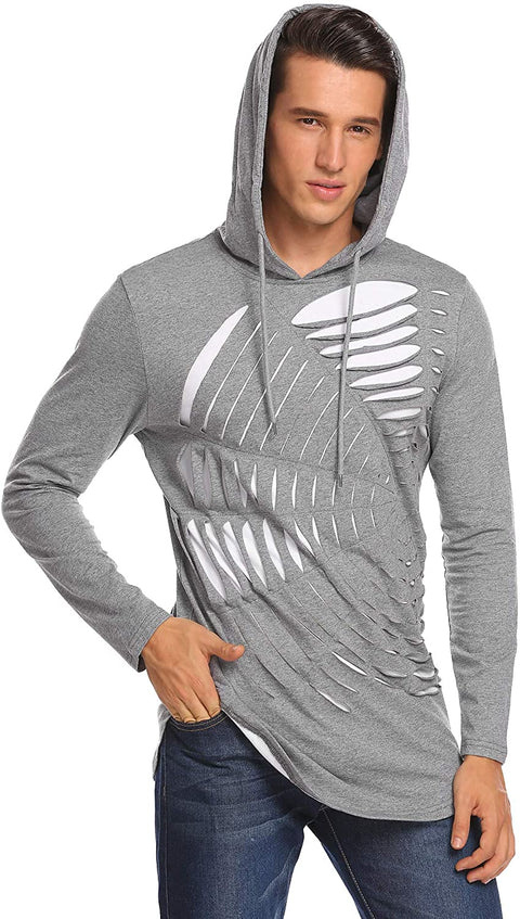 Men's Spider Hooded Web Long Sleeve Casual Lightweight Pullover