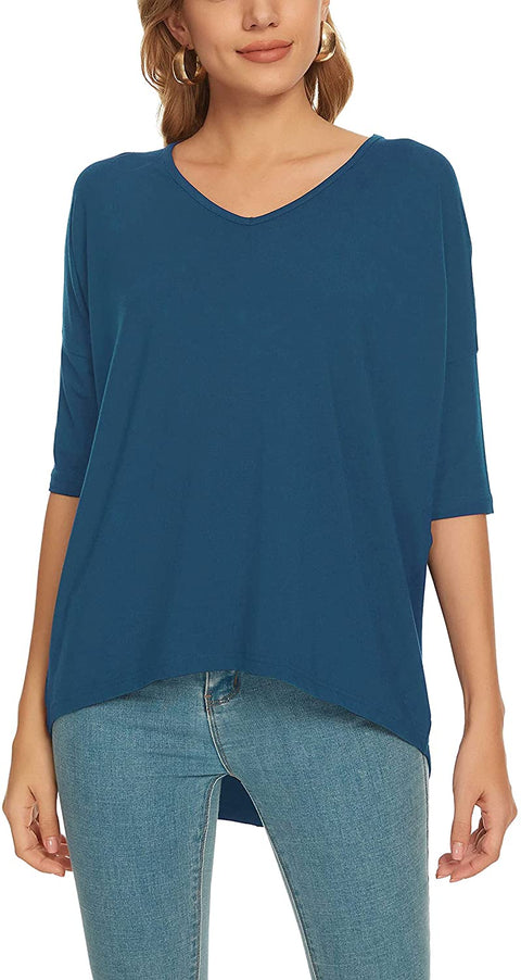 Urban CoCo Women's Casual V Neck T Shirt Short Sleeve Loose Tee Tops