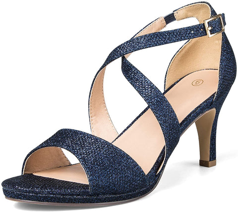 mysoft Women's Stilettos Sparkly Strappy Wedding Shoes Open Toe Prom Pump Heel Sandals