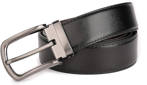 Beltox Fine Men’s Dress Leather Belts 1.25” Wide with Classic Black Alloy Buckle Casual Belt for Jeans (Black/Brown, 32-34)