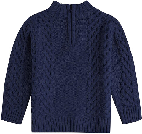Flmcoc Toddler Boys Knit Sweater Kids Pullover Cable Long Sleeve Zipper Sweater Winter Outfit for Baby Boy Girls