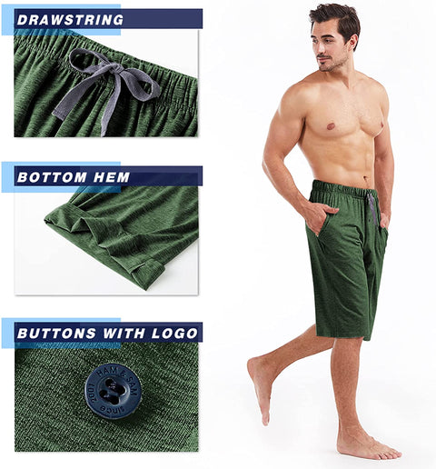 Men’s Pajama Shorts 2 Pack Bamboo Viscose Soft Breathable Pajama Short for Men with Pockets