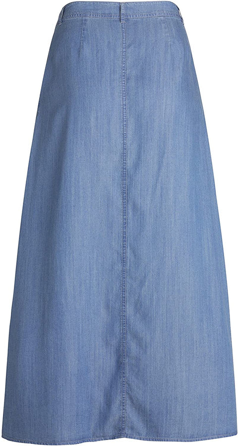 Womens A Line Long Lightweight Tencel Denim Tiered Skirt with Multi Layers