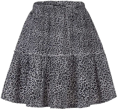 Urban CoCo Women's Sexy Leopard Printed Stretchy Flared Mini Skater Skirt