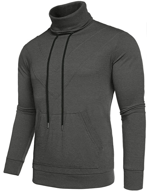 iWoo Mens Thin Undershirts Turtleneck Long Sleeve Shirts High Neck Waffle Ribbed Sweatshirt Athletic Pullover Tops