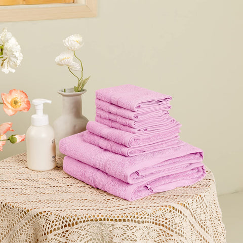POKARLA Fresh Towel Set, 10 Piece Bathroom Towels Set (2 Bath Towels, 2 Wash Towels, 6 Hand Towels), 100% Cotton, Super Soft, Ultra-Absorbent, Fresh Feel, Easy Care,Shower Towel