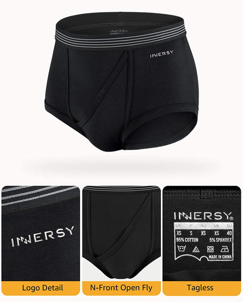 INNERSY Men's Underwear Briefs Classic Full Rise Cotton Underwear 4 Pack
