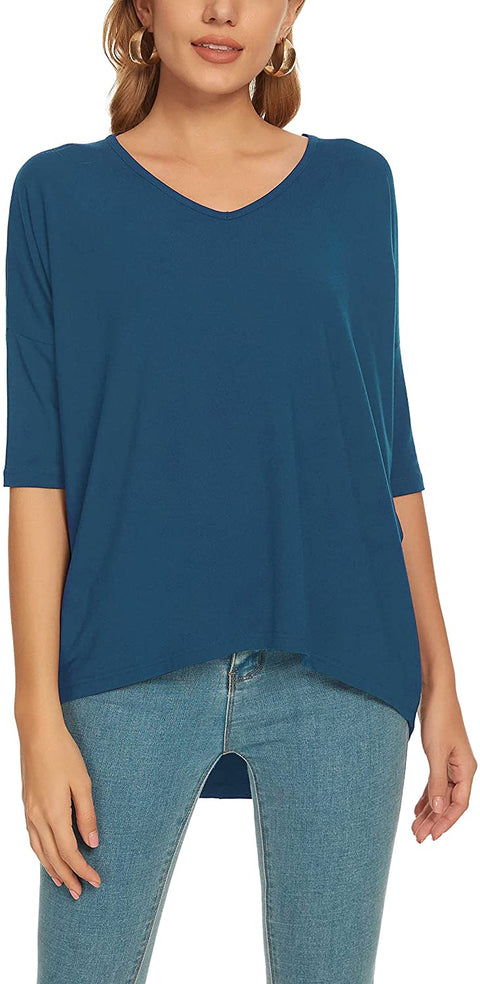 Urban CoCo Women's Casual V Neck T Shirt Short Sleeve Loose Tee Tops