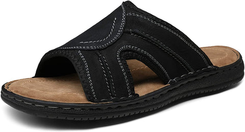 Men's Leather Sandals Arch Support Flip Flop Outdoor Retro Fisherman Sandals for Men