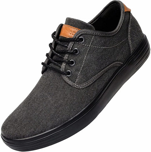 konhill Men's Canvas Fashion Sneakers - Lace-up Casual Flat Walking Skate Shoes