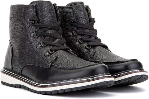 X RAY Footwear Men's Avery Fashion Classic Combat Hiking Faux Leather Moc Boots, Plain toe, Thermoplastic Rubber Outsole