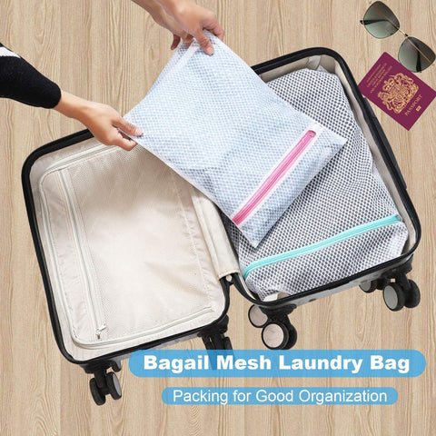 BAGAIL Set of 3 Honeycomb Mesh Laundry Bags for Blouse,Hosiery,Stocking,Underwear, Lingerie with Zipper Lock,Premium Laundry Bags for Travel Storage Organization(3 Set)