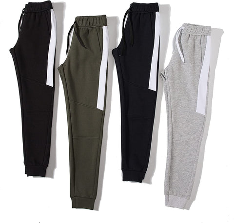 Boys Pull on Active Sweatpants Elastic Waistband with Drawcord Side Panel