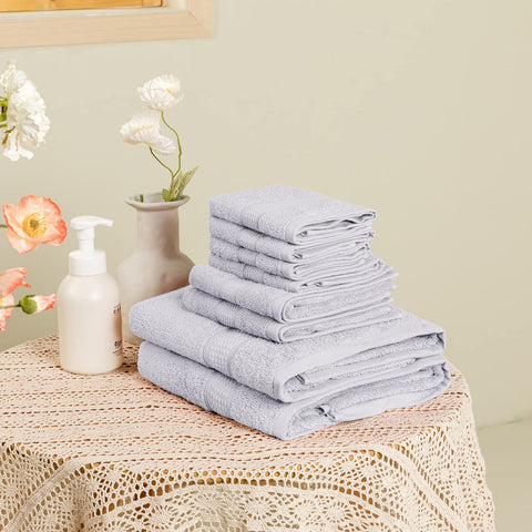 POKARLA Fresh Towel Set, 10 Piece Bathroom Towels Set (2 Bath Towels, 2 Wash Towels, 6 Hand Towels), 100% Cotton, Super Soft, Ultra-Absorbent, Fresh Feel, Easy Care,Shower Towel