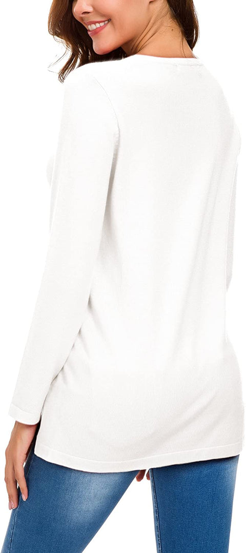 Women's Solid Pullover Sweater Side Slit