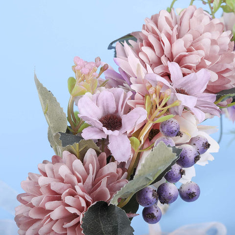Flower Halo Crown Floral Headpiece - AWAYTR Bohemia Flower Headband Hair Wreath Garland for Women (dark pink)