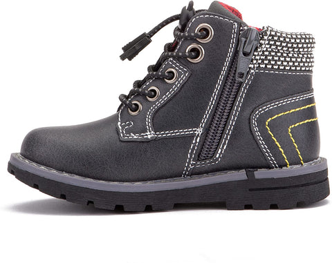 X RAY Footwear Preston Boy’s Fashion Classic Combat Leather Mid-Top Velcro Boots, Plain Toe, Thermoplastic rubber Outsole