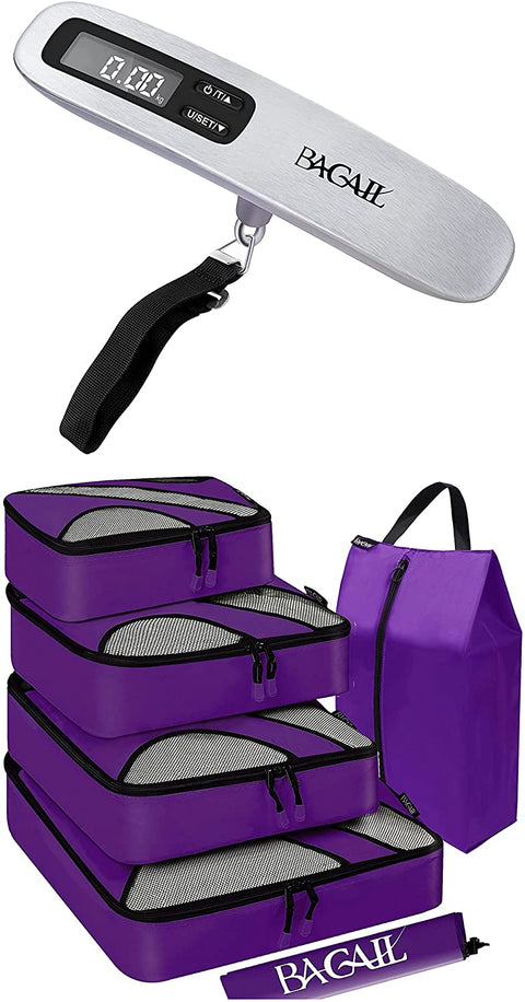 BAGAIL 4 Set Packing Cubes+Digital Luggage Scale