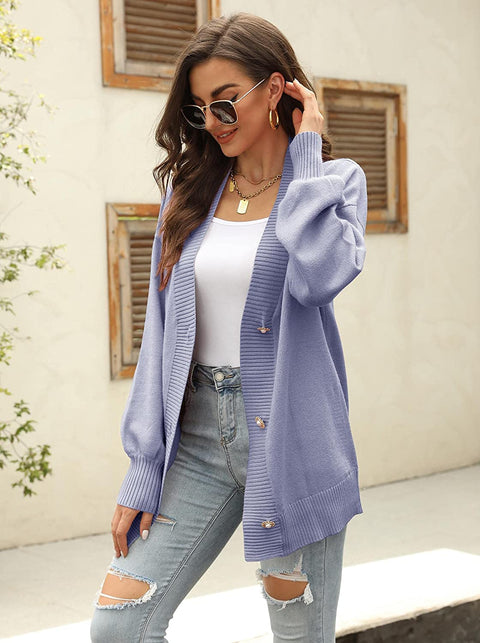 GAMISOTE Womens Cardigan Sweaters Chunky Oversized V Neck Long Knitted Button Down Outerwear