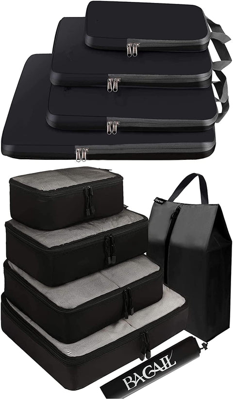 BAGAIL 6 Set Packing Cubes + 4 Set Compression Packing