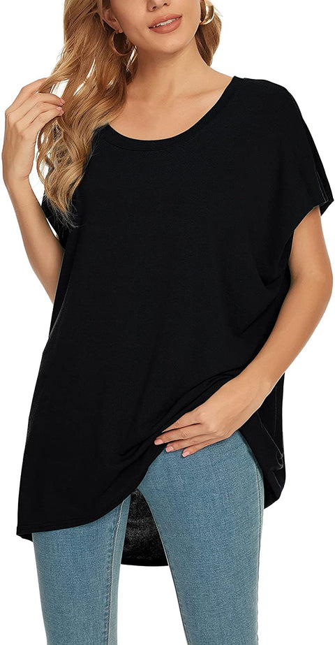 Women's Casual Solid Scoop Neck Summer Tops Sleeveless Loose Oversize Tees