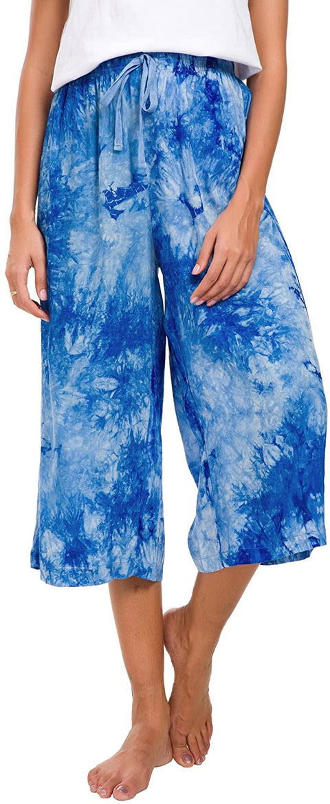 CoCo Womens Comfy Solid Tie-Dye 3/4 Lounge Pants