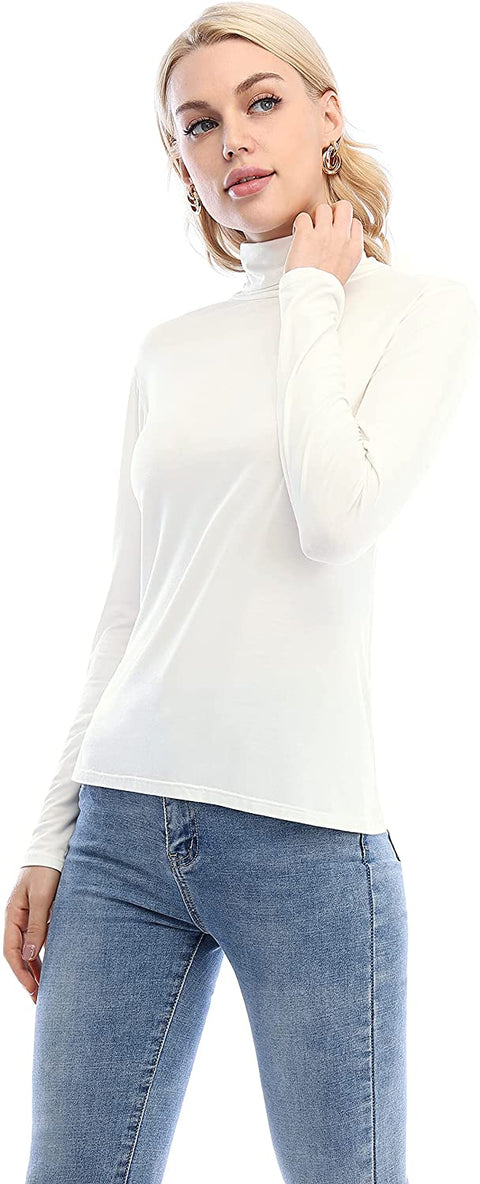 Xelky Womens Long Sleeve Turtleneck Shirt Lightweight Slim Turtle Neck Active Tops Basic Pullover Undershirt 2 Pack