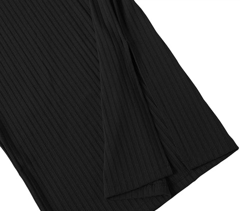 Elastic High Waist Knee Length Pencil Skirt Ribbed Knit Basic Tube Midi Skirt