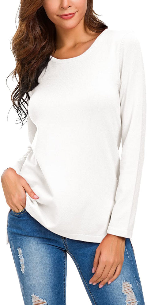 Women's Solid Pullover Sweater Side Slit