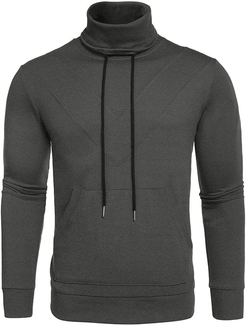 iWoo Mens Thin Undershirts Turtleneck Long Sleeve Shirts High Neck Waffle Ribbed Sweatshirt Athletic Pullover Tops