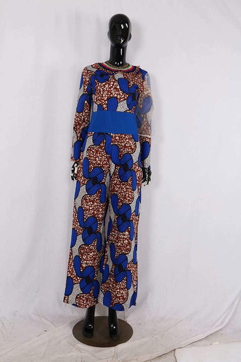 XIAOHUAGUA African Women Jumpsuits Casual Outfits Loose Romper Jumpsuit with Yarn Long Sleeves