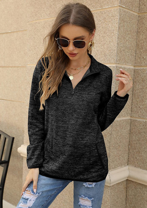 GAMISOTE Women's Long Sleeve High Collar Sweatshirt Quarter Zip Up Pullover Tops with Pockets
