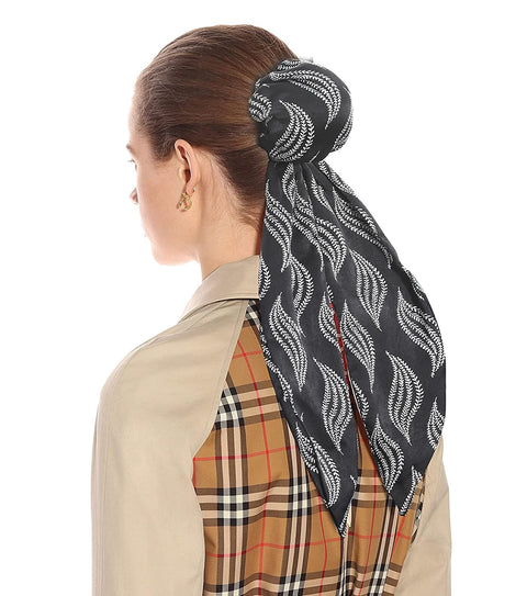 Women Silk Hair Bun Covers - 2Pcs Printed Silk Hair Scarves Elastic Hair Bun Cover Ballet Hair Snood for Women Girls Bun Cover with Riband