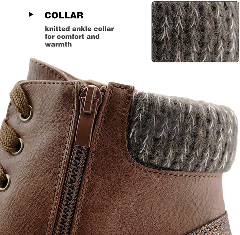 Women Lace up Ankle Booties Side Zipper Combat Boots