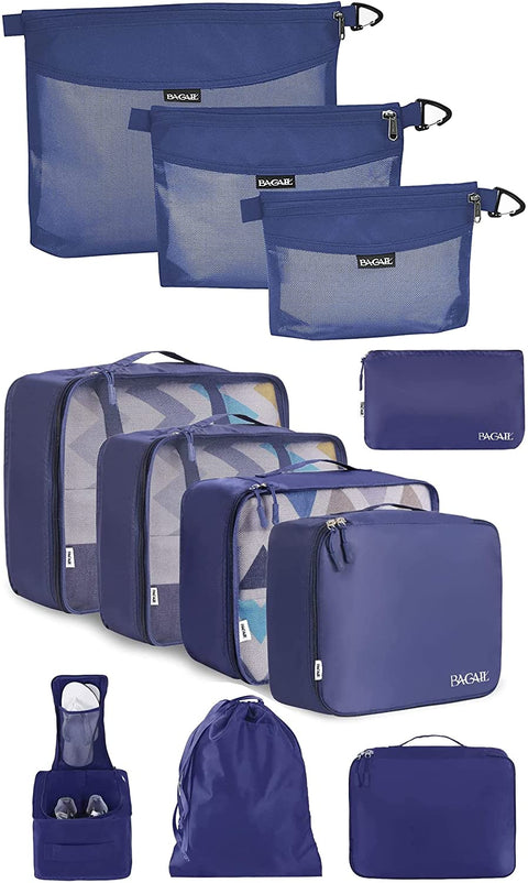 BAGAIL 8 Set Packing Cubes+3 Ultra-light Water-resistant Zipper Pouch