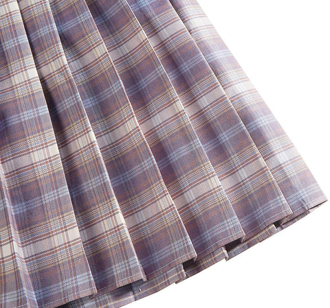 Womens Uniforms Plaid Pleated Mini Skirt