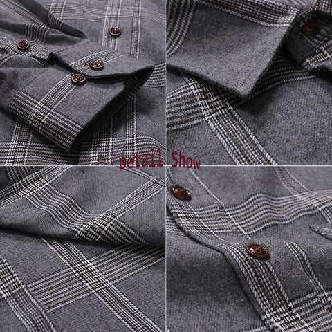 Mens Plaid Button Down Shirt - Casual Long Sleeve Tops Slim Fit Pocket Work Wear
