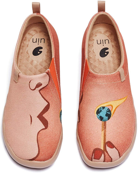 UIN Women's Walking Shoes Slip On Casual Loafers Lightweight Art Painted Comfort Fashion Sneaker Caring for Our Planet