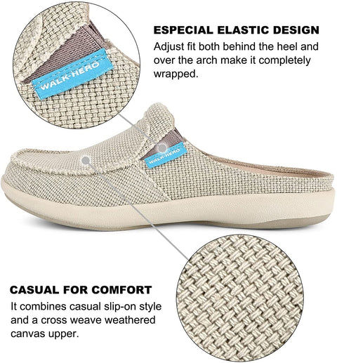 Womens Slippers with Arch Support - Clog Slippers for Women, Outdoor Slippers Comfy Slippers for Women, Slip On Clog with Anti-Skid Rubber Sole, Cream, 10