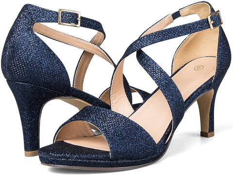 mysoft Women's Stilettos Sparkly Strappy Wedding Shoes Open Toe Prom Pump Heel Sandals