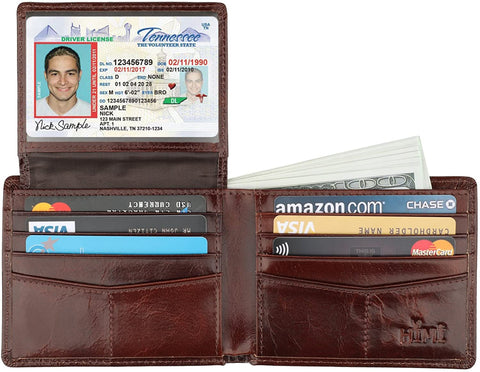 Wallet for Men-Genuine Leather RFID Blocking Bifold Stylish Wallet With 2 ID Window