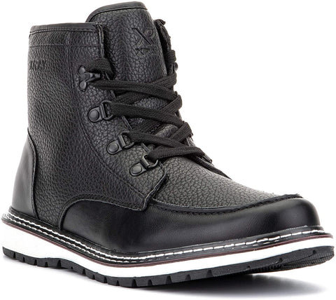 X RAY Footwear Men's Avery Fashion Classic Combat Hiking Faux Leather Moc Boots, Plain toe, Thermoplastic Rubber Outsole