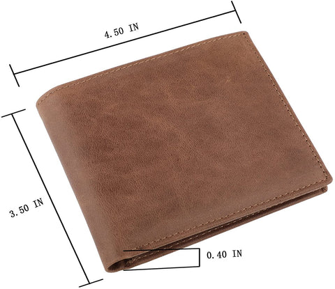 Wallets for Men - RFID Blocking Trifold Genuine Leather Wallet With 2 ID Window