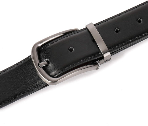 Beltox Fine Men’s Dress Leather Belts 1.25” Wide with Classic Black Alloy Buckle Casual Belt for Jeans (Black/Cognac, 38-40)