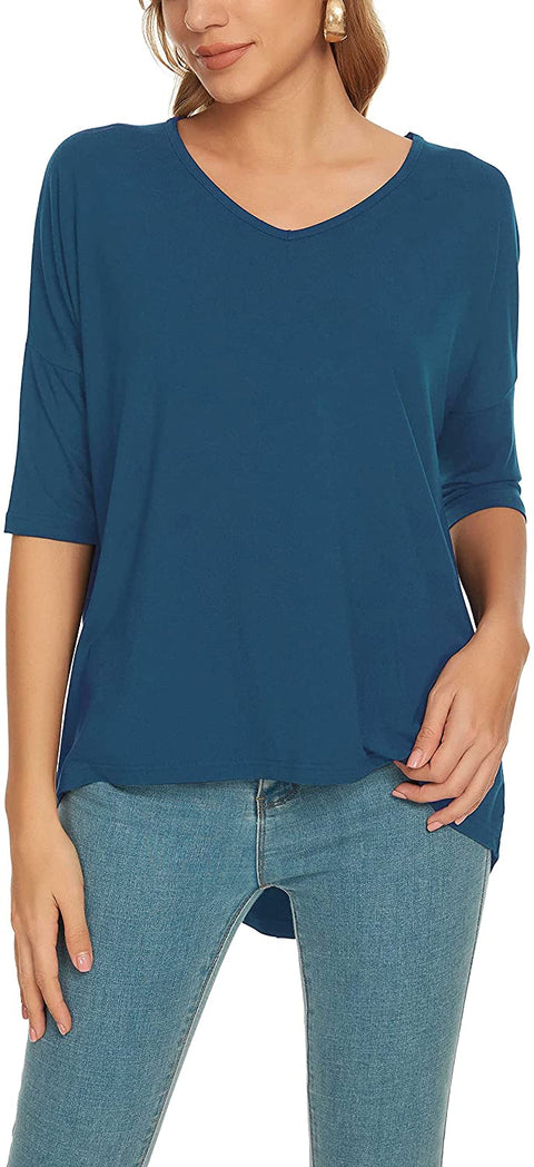 Urban CoCo Women's Casual V Neck T Shirt Short Sleeve Loose Tee Tops